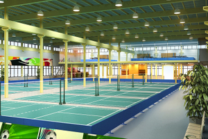 Внутренняя спортивная арена для баскетбола и футбола со структурой металлической рамы