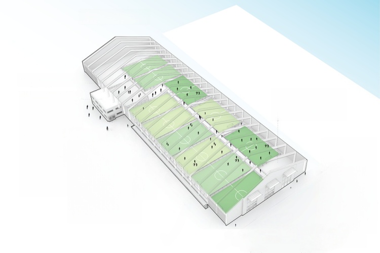 здание спортивной арены в помещении